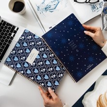 Braventa Collection A4 Spiralli Karton Kapak 2’li Set Çizgili Okul Defteri 80 Yaprak, Ders Programlı Lacivert Kalp