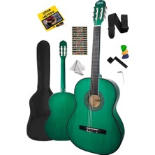 Braventa Collection CG-270GR Yeşil Renk Klasik Gitar 4/4 Yetişkin Boy Sap Ayarlı Full Set