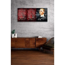 Olinpa Kırılmaz Cam Duvar Saati , Hem Tablo Hem Saat Okul Atatürk Temalı Duvar Saati Ev Hediyesi