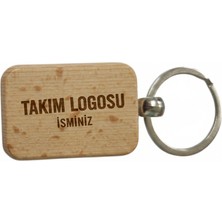 Kişiye Özel Mini Dikgörtgen Ahşap Anahtarlık – Takım Logosu ve Isim Yazılı Lazer Gravür Anahtarlık – Taraftara Özel Tasarım Hediye