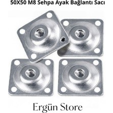 Ergün Store 50X50 M8 Sehpa Ayak Bağlantı Sac Aparatı Düz 4 Adet