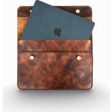Braventa Collection Deri MacBook Çantası, MacBook Air Kılıfı 13 Inç, MacBook Pro Kılıfı 14 Inç (Taba)