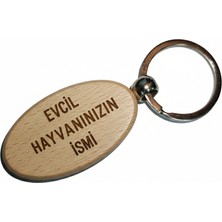 Kişiye Özel Oval Ahşap Anahtarlık – Evcil Hayvan Ismi Yazılı Lazer Gravür Anahtarlık – Özel Tasarım Sevimli Hediye
