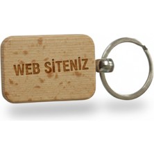 Kişiye Özel Mini Dikgörtgen Ahşap Anahtarlık – Web Sitesi Yazılı Lazer Gravür Anahtarlık – Kurumsal Promosyon & Özel Tasarım
