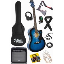 Braventa Collection RG-560BL-AMP Mavi Amfili Elektro Akustik Gitar Full Set
