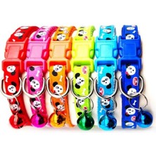 Braventa Collection Puppy Desenli Zilli Dokuma Boyun Tasması 19X1 cm Turkuaz