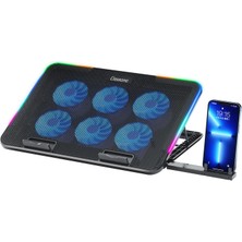 Braventa Collection M60 Laptop Soğutucu, Notebook Stand,10 Rgb Işık Kontrolü, 15.6-17 Inch, Hız Kontrolü, 6 Büyük Fan,te