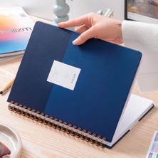 Braventa Collection Paperora 20X28 Spiralli Sert Kapak Lastikli Kareli Not Defteri Lacivert