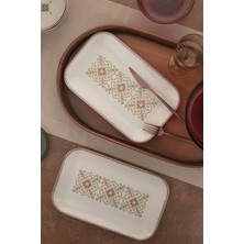 Braventa Collection Kütahya Porselen Bone Minas 2 Parça 32X20 Santimetre Kayık Tabak, Goblen