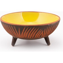 Braventa Collection Dekoratif Sunum Kasesi, Seramik Ayaklı Sunum Kasesi, Servis Kasesi, Servis Tabağı, Kase, Tabak (Sarı