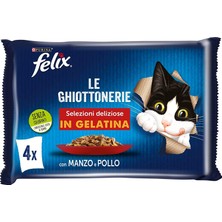 Braventa Collection Felix Sığır Eti ve Tavuklu Kedi Yaş Maması Avantajlı Paket (4 x 12 x 85 Gr) 48'li