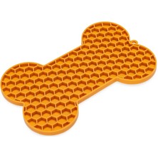 Braventa Collection Yavru Köpek Yaş Mama Yeme Oyuncağı, Kemik Şeklinde, Silikon, Turuncu, 18X11CM