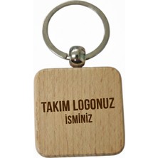 Kişiye Özel Kare Ahşap Anahtarlık – Takım Logosu ve Isim Yazılı Lazer Gravür Anahtarlık – Taraftara Özel Tasarım Hediye