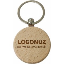 Kişiye Özel Yuvarlak Ahşap Anahtarlık – Logo ve Sosyal Medya Adresi Yazılı Lazer Gravür Anahtarlık – Promosyon & Özel Tasarım