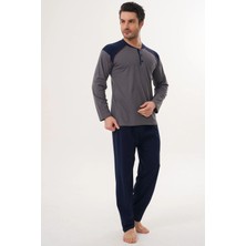 Markalinda 3121 Gri Büyük Beden %100 Pamuk Erkek Pijama Takımı