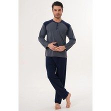 Markalinda 3121 Füme  Büyük Beden %100 Pamuk Erkek Pijama Takımı