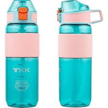 Braventa Collection Tkk 700ML Pipetli Taşıma Kulplu Silikon Gövde Ölçü Skalalı Su Matarası (Turkuaz)