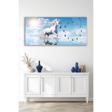 Olinpa Kırılmaz Cam Duvar Saati , Hem Tablo Hem Saat At Temalı Ev Ofis Hediyesi