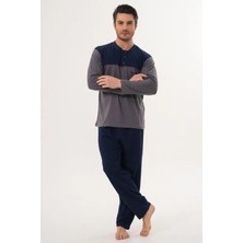 Markalinda 3122 Gri Büyük Beden %100 Pamuk Erkek Pijama Takımı
