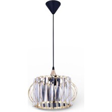 Elizim Home Lighting Kristal Taşlı Tekli Gold Avize