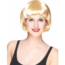 İsmiyle Al Mey Ithalat® Platin Altın Dore Renk Küt Parti Peruğu Kısa Takma Peruk