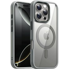 Braventa Collection iPhone 16 Pro Için Super-Crystal Magsafe ile Uyumlu Kılıf Arkası Kristal Berraklığında Cam Görünüm K