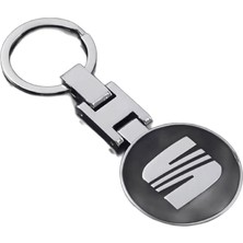 Rosetr Seat Uyumlu Metal Krom Çift Taraflı Logolu Anahtarlık Aksesuar Leon Ibıza Toledo