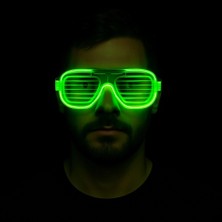 LTG Nova Mey Ithalat® Yeşil LED Işıklı Parti Gözlüğü – Neon Glow Şerit Gözlük 3 Modlu
