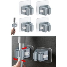 4 Lü Kelebek Yapışkanlı Mop Fırça Çekpas Sap Tutucu Organizer Banyo Düzenleyici - Lisinya