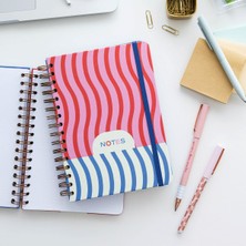 Braventa Collection Paperora A5 Spiralli Sert Kapak Lastikli Kareli Tarihsiz Not Defteri Dalgalar