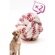 Braventa Collection Proud Wave Köpek Oyuncağı 2 Adet Köpek Topu Eğitim Topu Stres Ipten Top 9 cm Büyük