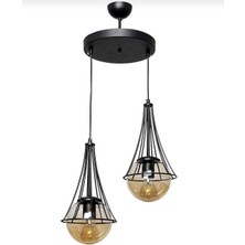 Elizim Home Lighting Lilyum 2'li Bal Cam'lı Sarkıt Avize