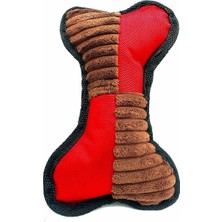 Braventa Collection Tasma Market Kemik Şekilli Ekstra Dayanıklı Su Geçirmez Kumaş Köpek Oyuncağı Kırmızı-Kahverengi