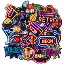 Braventa Collection Tugibu Neon Sticker Seti, Laptop ve Kask Çıkartması, Ajanda, Bullet Journal, Retro ve Temalı Noteboo
