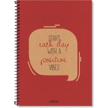 Braventa Collection Lé Color 2015075/3 Eco Kraft Sert Kapaklı, Spiralli, Sarı Kağıtlı, 200 Sayfa, Kırmızı