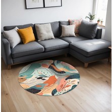 Braventa Collection Salem Kadife Kaymaz Pamuk Tabanlı Yıkanabilir Antibakteriyel Yuvarlak Salon Halısı 120X120