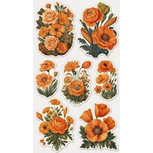 Braventa Collection Ms Major Selection Çiçekler Retro Laptop Tablet Telefon Ajanda Bullet Journal Sticker - Suya Dayanık