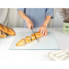 B&G GLASS Temperli Cam Kesme & Sunum Tahtası Kaymaz Ayaklı Isıya Dayanıklı Çizilmez Antibakteriyel 20X30 4mm Şeffaf