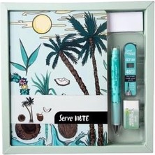 Braventa Collection Serve Defter Setı - Desenli Nane Yeşili Özel Kutuda