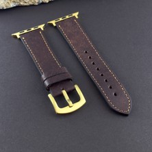 Kuzgun Deri Apple Watch 10 11 46MM, Ultra 1 2 3 49MM, 42 44 45 46MM Uyumlu, Seri 4 5 6 7 8 9 10 11 Ultra Uyumlu Hakiki Deri El Yapımı Italyan Pueblo Deri Apple Watch Saat Kordonu