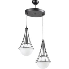 Elizim Home Lighting Lilyum 2'li Beyaz Cam'lı Sarkıt Avize