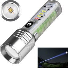 Evvano Profesyonel Tg LED Güçlü 8 Modlu Type-C 1000 Lümen Polis Çakarlı Şarjlı El Feneri