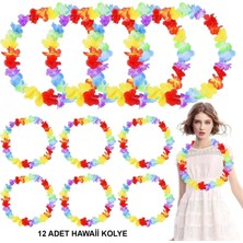 İsmiyle Al Mey Ithalat® Hawaii Çiçekli Boyun Kolyesi - Renkli Tropikal Parti Leisi 12 Adet