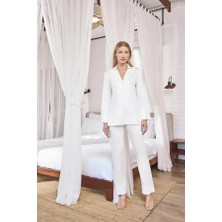 Aria's Closet Arias Closet Uzun Kollu Önü Düğmeli Gömlek Yaka Pijama Takımı