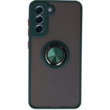 Butik Mey Ithalat®  Samsung Galaxy S21 Fe Kılıf Montreal Yüzüklü Silikon Kapak - Yeşil