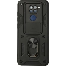 Butik Mey Ithalat®  Xiaomi Redmi Note 9 Kılıf Pars Lens Yüzüklü Silikon - Siyah