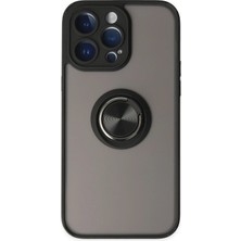 Butik Mey Ithalat®  iPhone 14 Pro Max Kılıf Montreal Yüzüklü Silikon Kapak - Siyah