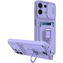 Butik Mey Ithalat®  Xiaomi Redmi Note 13 4g Kılıf Zuma Kartvizitli Yüzüklü Silikon - Lila