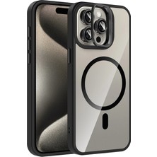 Butik Mey Ithalat®  Apple iPhone 15 Pro Max Remim Lensli Magsafe Standlı Kapak - Siyah