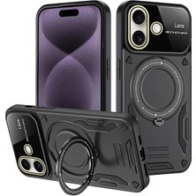 Butik Mey Ithalat®  iPhone 16 Kılıf Joy Lens Standlı Kapak - Siyah